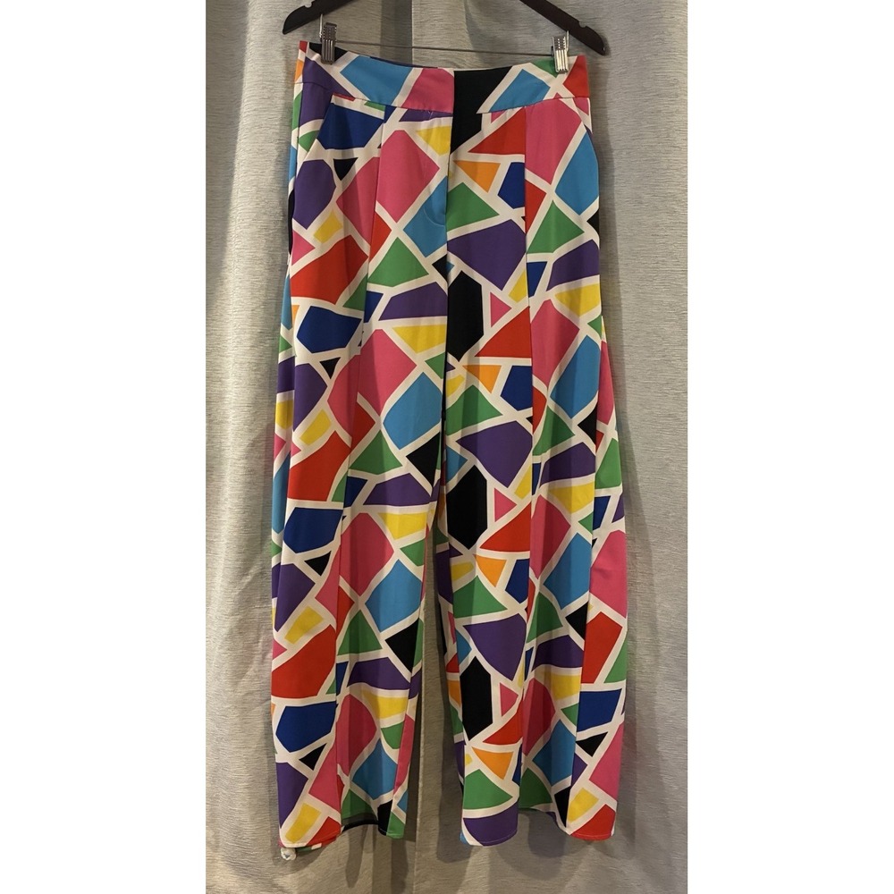 Y2K New York & Company Abstract Wide Leg Pants Size Medium Retro Festival